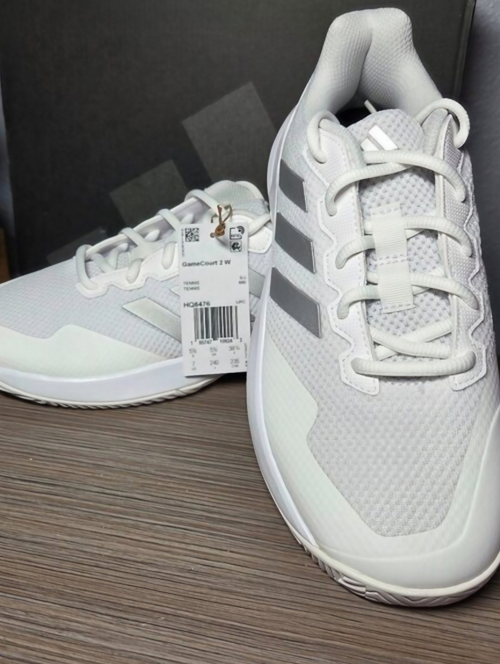 NEW! Adidas Game Court 2 White Silver Tennis Shoes Court Sneakers - Size 7